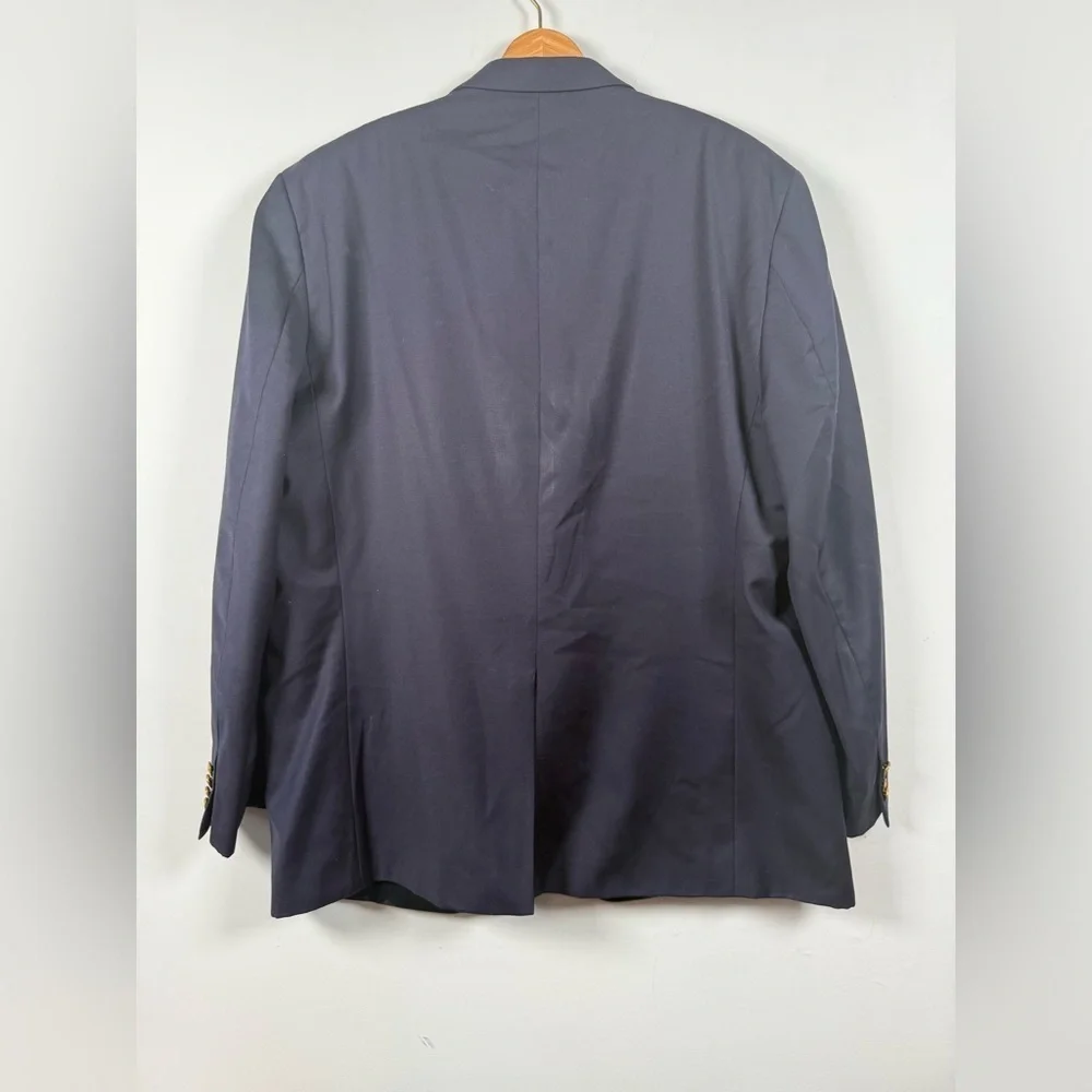 Lauren Ralph Lauren 100% Wool Navy Blazer with Gold Buttons, Size 50L